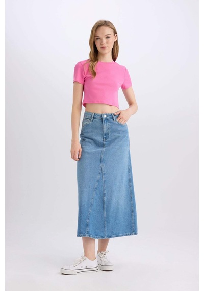 Defacto Fashion Fit Cepli Maxi Jean Etek D4422AX24AUNM28 Mavi