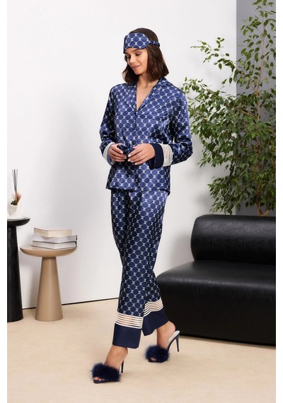 Pierre Cardin Saten Kadın Pijama Takımı - 1320 Lacivert