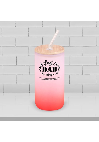 Bk Gift İsimli Dad Tasarımlı Kırmızı Renk Pipetli Buzlu Cam Bardak 600ml - 9, Babaya Hediye, Doğum Günü Hediyesi Kobitmeyen137852 Bk Gift