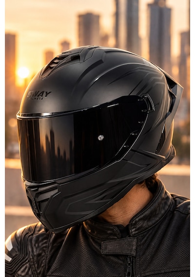 Sway 867 Black Lıne Mat Siyah Vizör Motosiklet Kask