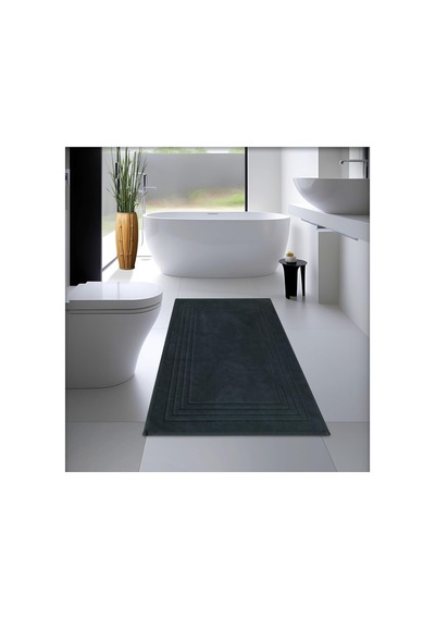 Cottoncrafty %100 Pamuk Dokuma Banyo Paspası, Banyo Halısı Vera 60x100 Cm Makinede Yıka &amp Kurut Antrasit Genel