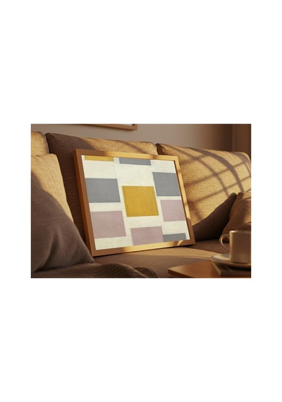 Mondrian Düz Renklerle Kompozisyon 5 Çerçevesiz Poster 30x42 Cm A3 Tablo Modern Sanat Duvar Dekoru