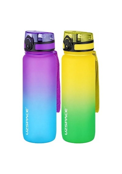 Uzspace 2'li Tritan Matara Seti 800 Ml Çift Renk Softtouch Ff Collection Tritan Su Matarası Mormavi-sarıyeşil