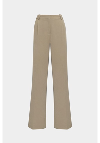 Açelyaokcu Premium Vento Orta Bel Wide Leg Dokuma Pantolon Bej
