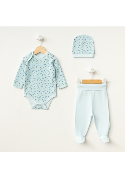 Crazy Baby Body 3'lü Takım Mavi