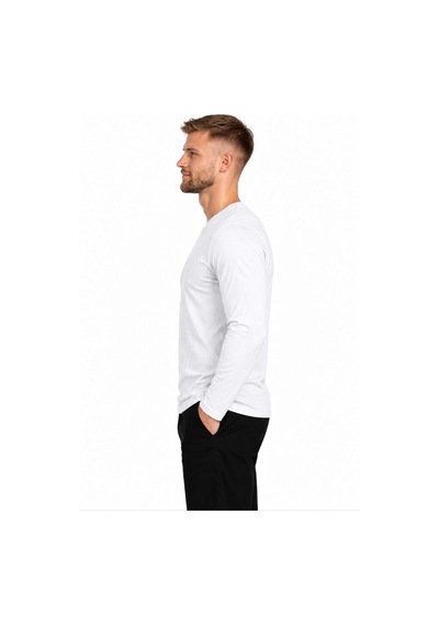 Axxel Erkek Pamuklu Bisiklet Yaka Uzun Kollu T-shirt-d4005 Beyaz