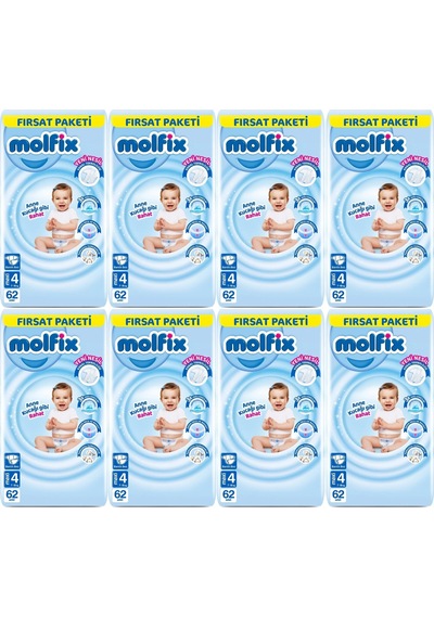 Molfix Bebek Bezi Beden:4 7-14kg Maxi 496 Adet Dev Ekonomik 4 Numara