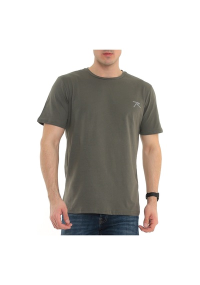 Raru Erkek %100 Pamuk T-Shirt Gravıs Haki (541475170) Çok Renkli