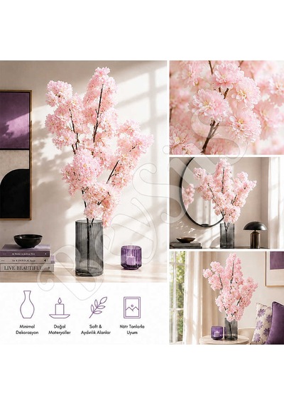 Yapay Çiçek Bahar Dalı 90 Cm Pembe