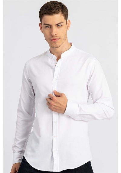 Tudors Slim Fit Dar Kesim Hakim Yaka Erkek Gömlek-17439 Beyaz