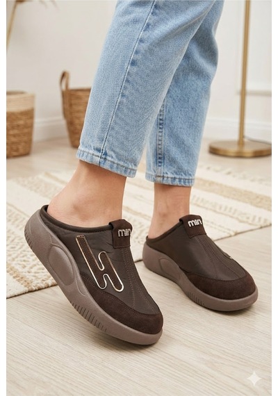 Demirsa Boutique Kadın Kahverengi Sneaker Günlük Terlik Kahverengi