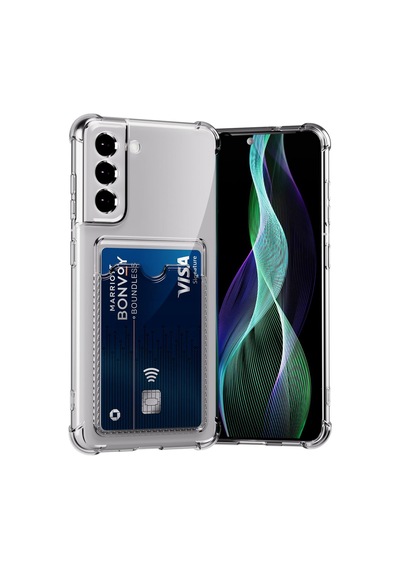 Samsung Galaxy 24 Fe Kapak İle Uyumlu Kartlıklı Darbe Emici Özellikli Şeffaf Silikon Kılıf