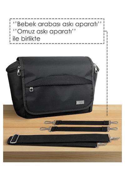 Stylo Stroller Bag Bebek Arabası ve Omuz Çantası X Pro Termos Bölümlü Siyah
