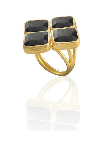 Kadir Jewellery 22 Ayar Altın Kaplama Kadın Zirkon Taşlı Yüzük Siyah 94749112
