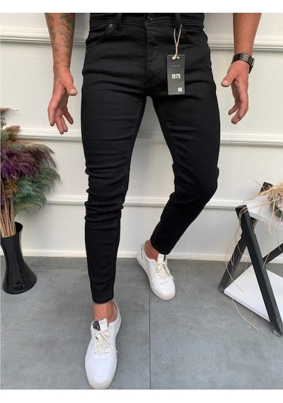 Likralı Slim Fit Mavi Kot Pantolon1 Siyah