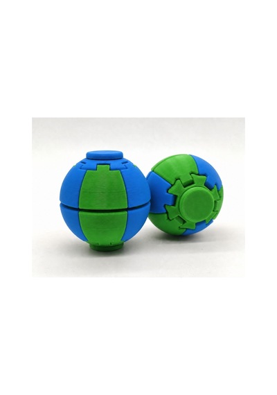 Alvera Press Küresi 3d Baskı Dönüşen Mekanik Fidget Stres Oyuncağı-yeşil-mavi