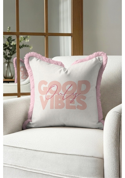 Tipografi Good Vibes Zarif Saçaklı Yastık Kılıfı-romantik Yazılı Boho Pembe Püsküllü Kırlent Kılıfı Buzlu Düş Mira Tipografi Good Vibes Zarif Saçaklı Yastık Kılıfı-romantik Yazılı Boho Pembe Püsküllü Kırlent Kılıfı Buzlu Düş Mira