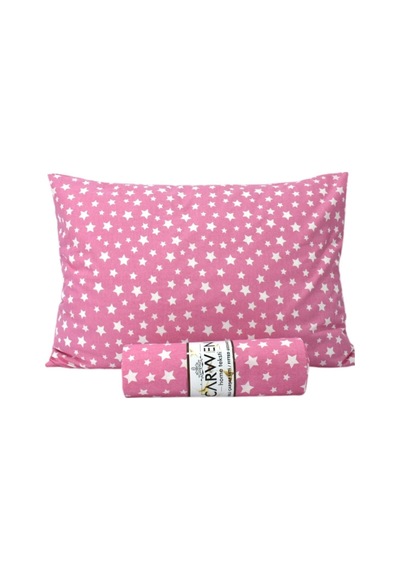 Çift Kişilik Ranforce Pamuklu Kumaş Lastikli Çarşaf Takımı Fuşya Yıldız 160x200