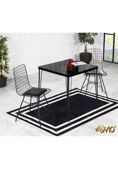 Avvio 70x70 Defne 2 Kişilik Yemek Masası-mutfak Masası Masa Sandalye-siyah Mermer Desenli Oval Kenar Siyah Avvio 70x70 Defne 2 Kişilik Yemek Masası-mutfak Masası Masa Sandalye-siyah Mermer Desenli Oval Kenar Siyah
