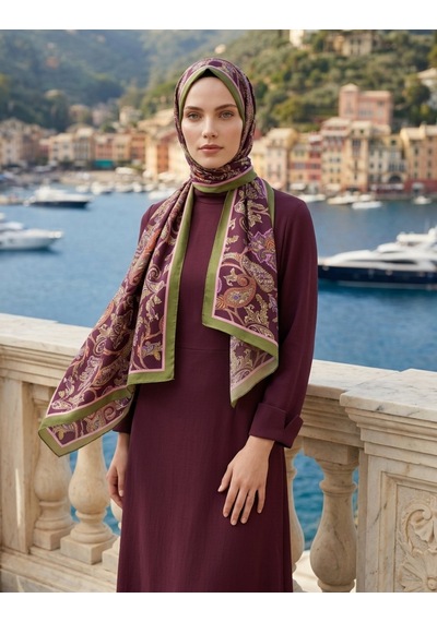 Moda Nuda Heritage Alâ Şal Yeşil Mor - Zarif Ve Modern Yeşil - Mor