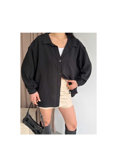 Unika Boutique Salaş Stil Gömlek Siyah