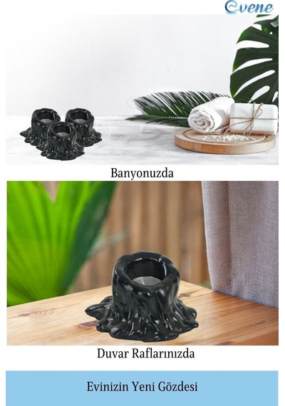 Mumluk Şamdan Tealight Mum Uyumlu Küçük Erimiş Mum Model - Siyah