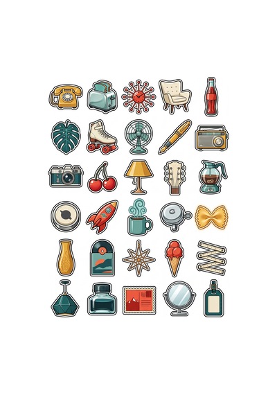 Retro Vintage Sticker Seti 150 Adet - 5'li Mega Paket No03 - Laptop Defter Ajanda Çok Renkli