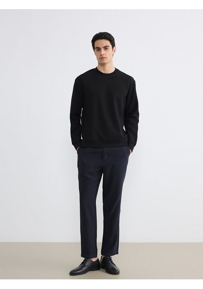 Lcw Vision Siyah Bisiklet Yaka Erkek Sweatshirt