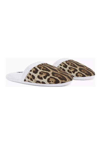 Dolce & Gabbana Casa Unisex Leopar Desenli Terlik, Pamuklu, Yumuşak & Rahat Kahverengi
