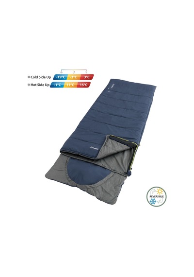 Outwell Contour Lux Yazlık & Kışlık Taraflı -19 C Uyku Tulumu Blue Sol F. Mavi