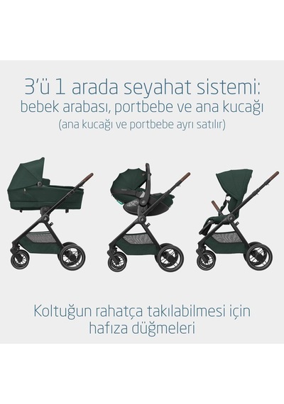 Maxi-Cosi Oxford Çift Yönlü Seyahat Sistem Olabilen Bebek Arabası Twillic Green