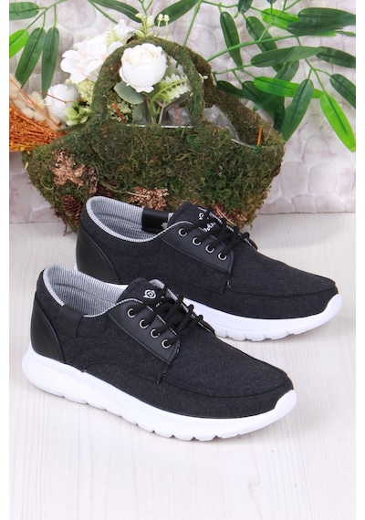 Fort Dks 020 Hafif Rahat Keten Sneaker Erkek Ayakkabı Siyah - Beyaz