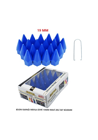 Bijon Kapağı Sivri 19 Mm Mavi 20 Li Set