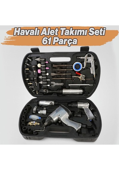 Havalı Alet Tamirci Seti 61 Parça Profesyonel Kompresör Uyumlu Çok Fonksiyonlu Amaçlı Onarım Seti
