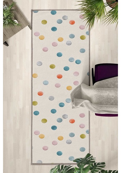 Dots Tk268-v1-c Krem Yıkanabilir Yolluk