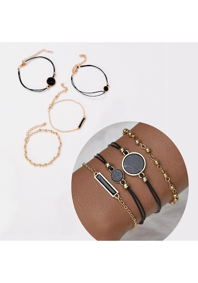 Gogoey Kadın Bilekliği Bayan Takı Rose Gold Trend Hediye Şık 4'lü Rb44 Çok Renkli
