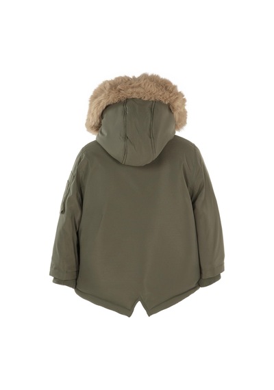 Civil Boys Kapüşonu Kürklü 2-5 Yaş Parka - Haki Koyu Haki