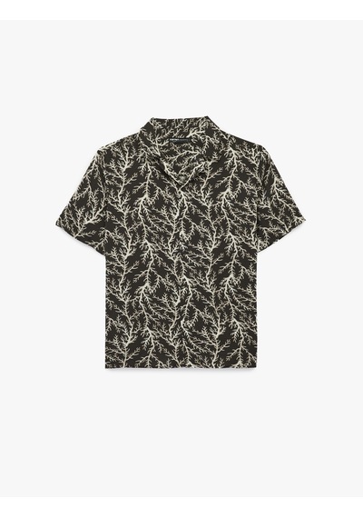 Koton Regular Fit Kısa Kollu Devrik Yaka Desenli Gömlek Bej Desenli 6sam60048hw Ekru