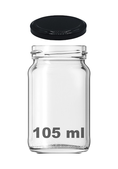 105 Ml Metal Siyah Kapaklı 105 Cc Cam Konserve Kavanoz 1 Adet