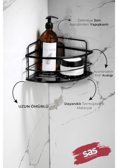 Yapışkanlı Ömür Boyu Paslanmaz Kristal Ayarlanabilir Raf Banyo Düzenleyici Şampuanlık Lk-01 Ss Çok Renkli