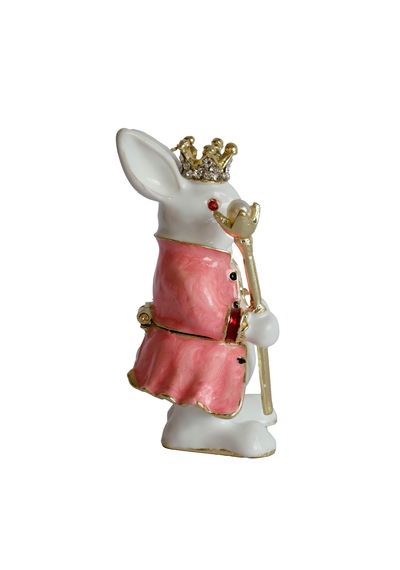Dekoratif Kral Tavşan Biblo, Kristal Taşlı Metal, 7 Cm, 4.5 Cm,