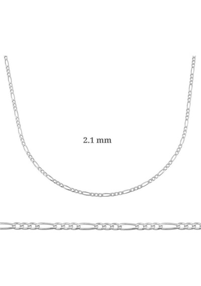2.1 Mm Gümüş Figaro Zincir - 0.60 Mikron (510787354)