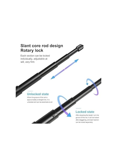 Gidon Montajlı Görünmez Selfie Çubuğu, Insta360 X3, X2, X4, X5, One Rs, Go 3, One X, Evo İle Uyumlu, Alüminyum Katlanabilir Çubuk, 1/4 Vidalı Bağlantı, 360 Görünmez Çekim, Gd01, Siyah 50 x 22