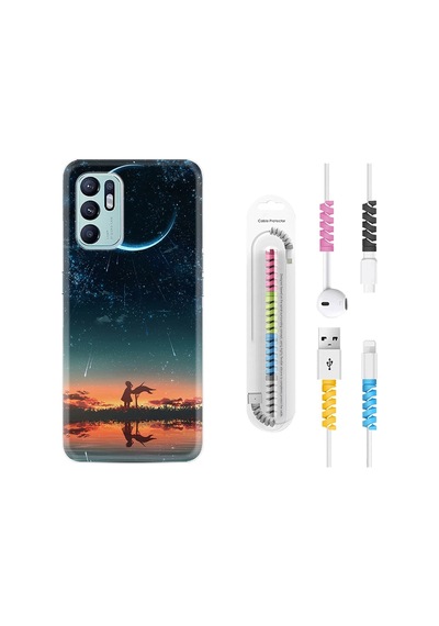 Oppo Reno6 Kılıf Kablo Koruyuculu Ay Ve Kız 1720