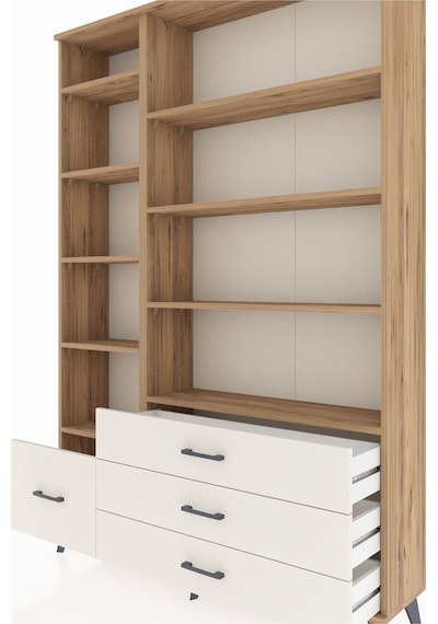 Arges Dolap 9 Raflı 4 Çekmeceli 132x30x195 Çam-çam/aytaşı Çam