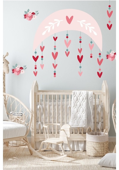 MSticker Ay Ve Sarkan Kalpler Çocuk Bebek Odası Duvar Sticker