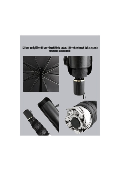 Uv Korumalı Şemsiye Tipi Oto Güneşliği - Geniş Araç Uyumu - Hs08377284-3480