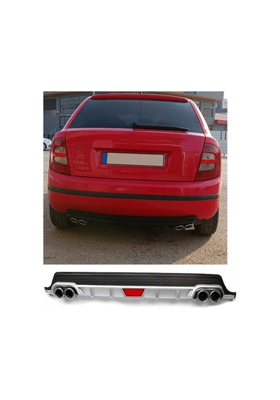 Skoda Fabia Uyumlu Body Kit Difüzör 4 Çıkış Yuvarlak Gri Model 1