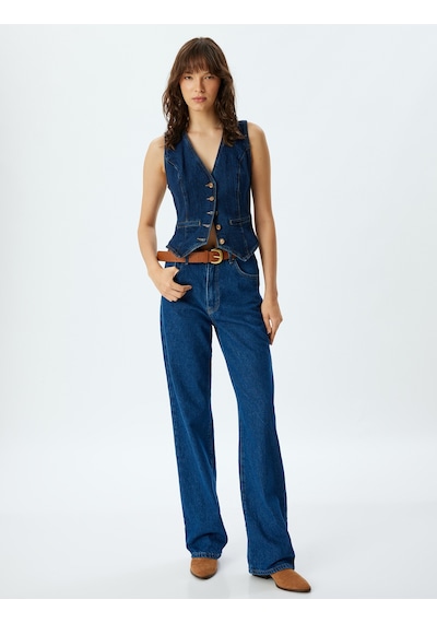 Koton Yüksek Bel Kot Pantolon Düz Paça Düğmeli Pamuklu - Straight Fit Jean Koyu İndigo 5wal40147md Koyu İndigo Koton Yüksek Bel Kot Pantolon Düz Paça Düğmeli Pamuklu - Straight Fit Jean Koyu İndigo 5wal40147md Koyu İndigo
