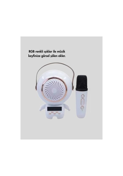 Rgb Işıklı Astronot Bluetooth Hoparlör Karaoke Krofonlu Standart